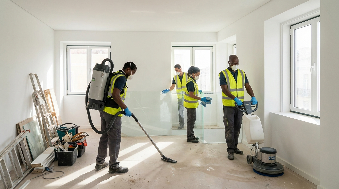 Limpeza pós-obra — remoção de pó e detritos de construção após remodelação — Carlos Roque